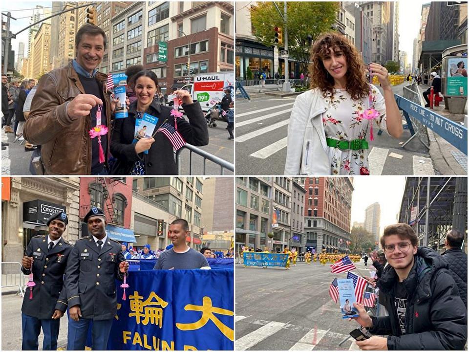 Gledaoci i učesnici parade su bili presretni kada su dobili Falun Dafa lotosove cvjetove napravljene od papira, na kojima je kineskim karakterima bilo ispisano: „Falun Dafa je dobar.“ Također su uzimali i letke kako bi saznali više o ovom učenju.