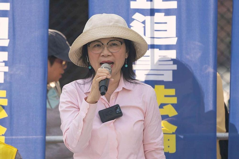 Gospođa Liao, žrtva nedavnog napada mafijaša, govorila je na skupu