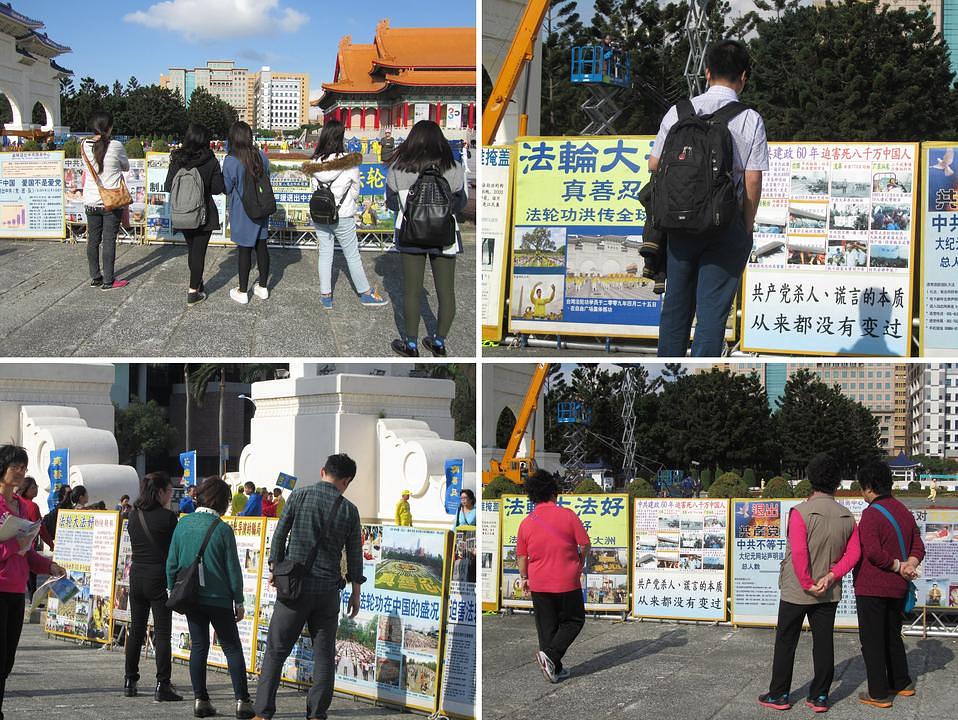 Posjetioci čitaju materijale o Falun Gongu i progonu u Kini na Trgu slobode