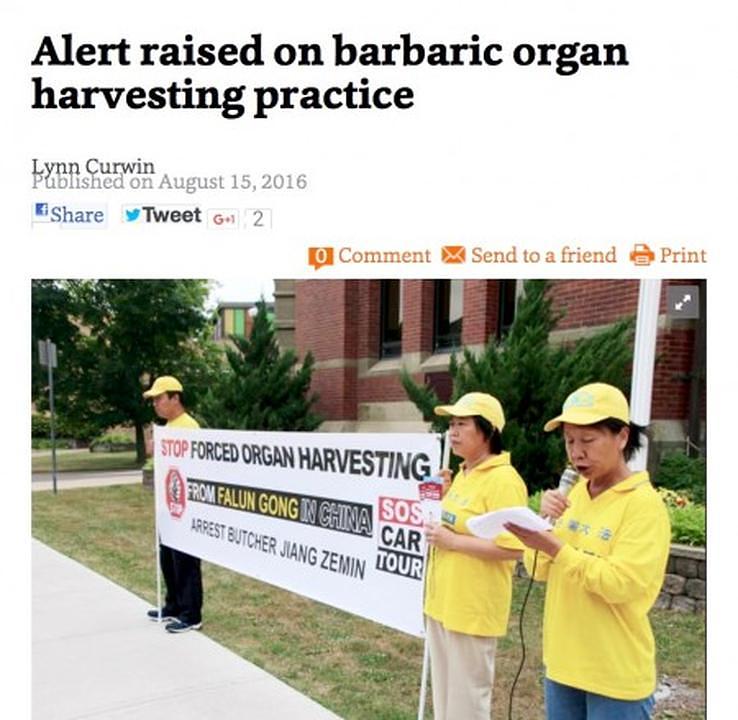 Truro Daily News iz Nove Škotske su iznijeli priču o praktikantici gđi Huang, koja je hapšena četiri puta i prisiljavana na teški rad u Kini. 