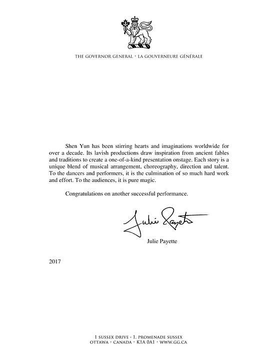Generalna guvernerka Kanade Julie Payette i njeno pismo 
