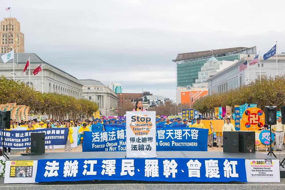 Praktikant govori na skupu. 