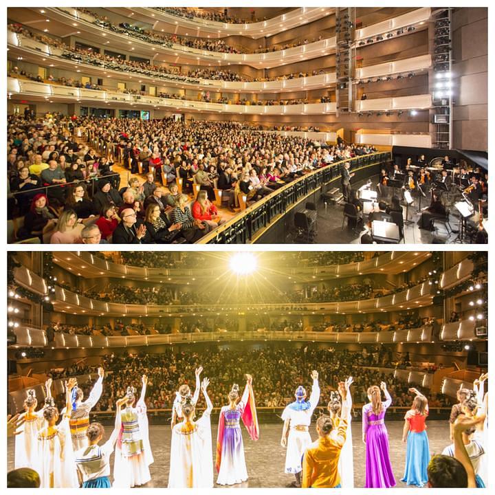 Poziv pred pozorišnu zavjesu za Shen Yun kompaniju iz New Yorka u dvorani