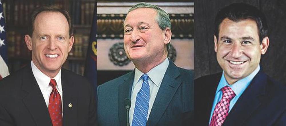  SAD senator Patrick Toomey, gradonačelnik Philadelphije James Kenney i državni senator Lawrence M. Farnese 