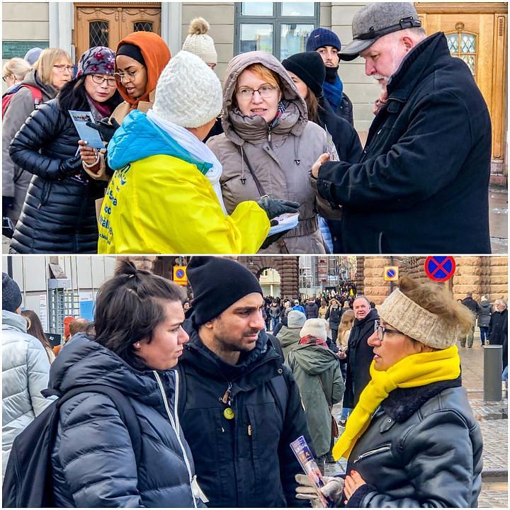 Praktikanti Falun Gonga razgovaraju s ljudima o progonu koji se i dalje nastavlja u Kini. Prolaznici su također saznali više o zločinu kineske sistematske žetve organa za transplantaciju koji se nasilno uzimaju od praktikanata zatvorenih zbog toga što su se odbili odreći se svoje vjere.
