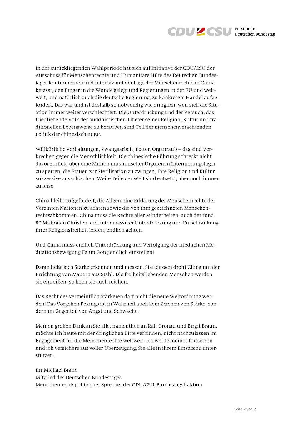 Pismo Michaela Branda