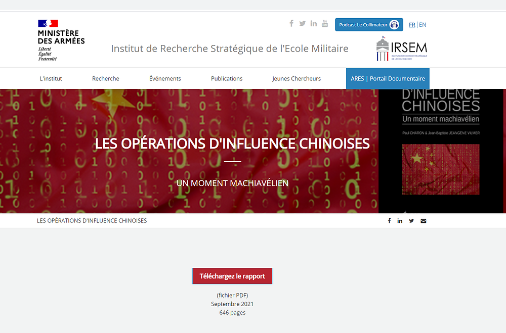 Izvještaj je, 20. septembra, objavio Francuski institut za strateško istraživanje (IRSEM).